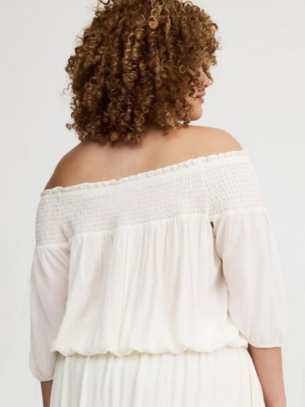 NWT Torrid Crinkle Gauze Off-Shoulder Top Cottagecore Romantic White Size M/L - Picture 2 of 7